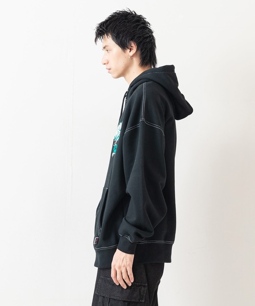 ★MEENDERI★BARTACK STITCH HOODIE - OLIVE★正規品/直送料込 VARSITY EMBROIDERY HOODIE / HEATHER GRY | ZETA DIVISION STORE