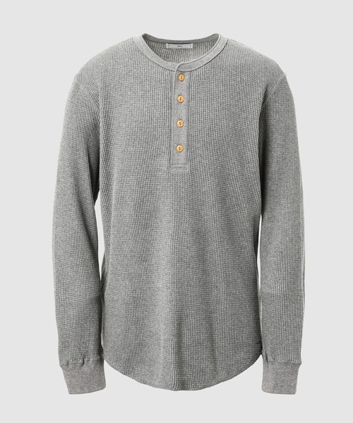 Urig(ウーリッヒ)の「B HENRYNECK WAFFLE LS(Tシャツ/カットソー・メンズ・ブラック/ライトグレー・2)」の1枚目の写真