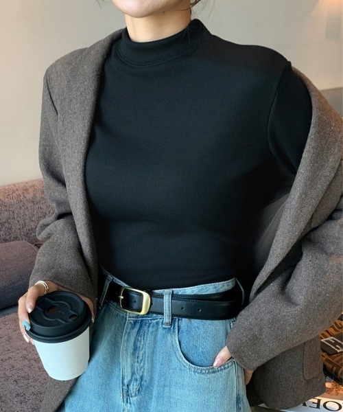 Miniministore(ミニミニストア)の「無地インナー 裏起毛 カットソー 保温(Tシャツ/カットソー・レディース・アイボリー/ブラック/モカ/マスタード/ダークグレー/ブラウン・M/XL/L)」の18枚目の写真