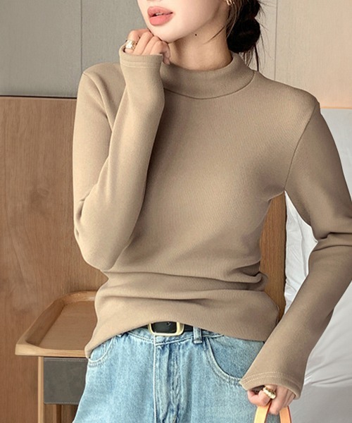 Miniministore(ミニミニストア)の「無地インナー 裏起毛 カットソー 保温(Tシャツ/カットソー・レディース・アイボリー/ブラック/モカ/マスタード/ダークグレー/ブラウン・M/XL/L)」の21枚目の写真