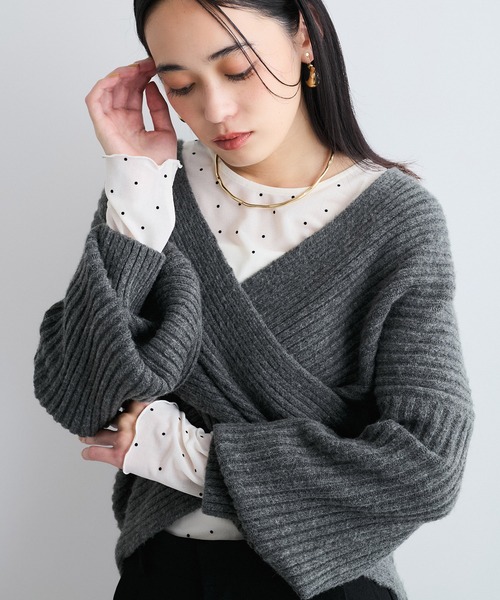 VIS(ビス)の「シアードット&リボン柄プルオーバー(Tシャツ/カットソー・レディース・オフホワイト/ブラック系その他・FREE)」の8枚目の写真