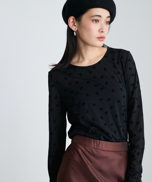 VIS(ビス)の「シアードット&リボン柄プルオーバー(Tシャツ/カットソー・レディース・オフホワイト/ブラック系その他・FREE)」の13枚目の写真