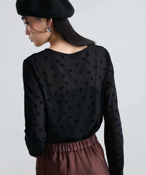 VIS(ビス)の「シアードット&リボン柄プルオーバー(Tシャツ/カットソー・レディース・オフホワイト/ブラック系その他・FREE)」の14枚目の写真