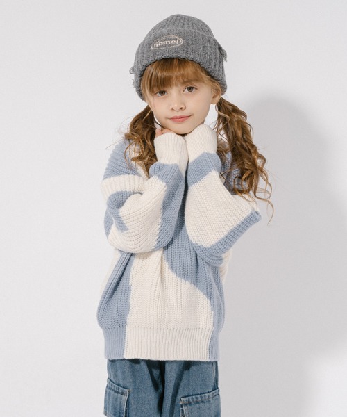 URBAN CHERRY（アーバンチェリー）の「ダメージデザインフロントロゴ刺繍ニットキャップ（ニットキャップ/ビーニー・キッズ・ブラウン/ピンク/ブラック/グレー・FREE）」の17枚目の写真