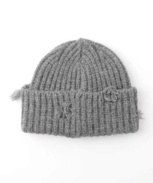 URBAN CHERRY（アーバンチェリー）の「ダメージデザインフロントロゴ刺繍ニットキャップ（ニットキャップ/ビーニー・キッズ・ブラウン/ピンク/ブラック/グレー・FREE）」の11枚目の写真