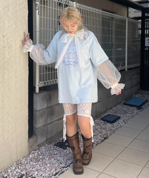 セール】RIBBON TULLE ブラウス（シャツ/ブラウス）｜Candy Stripper