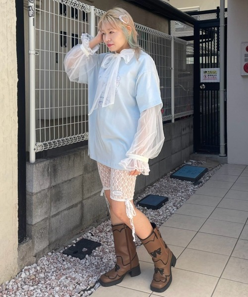 セール】RIBBON TULLE ブラウス(シャツ/ブラウス)|Candy Stripper セール】RIBBON TULLE ブラウス(シャツ/ブラウス)|Candy Stripper