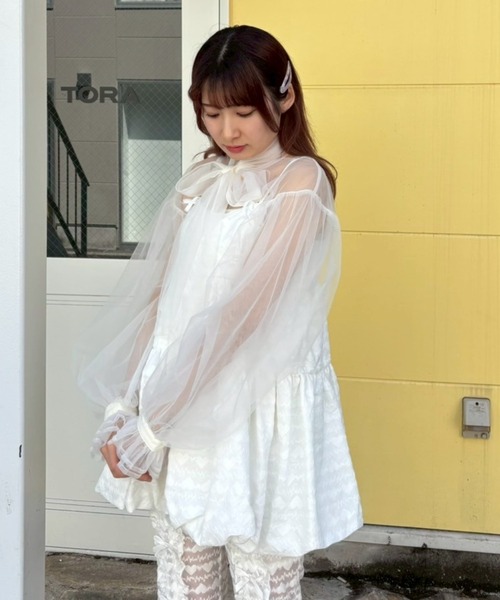 Candy Stripper(キャンディストリッパー)の「RIBBON TULLE ブラウス(シャツ/ブラウス・レディース・ピンク/オフホワイト/ブラック・FREE)」の21枚目の写真