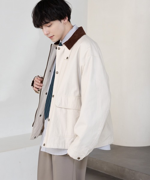 RAGEBLUE（レイジブルー）の「襟コーデュロイ/ハンティングジャケット（ブルゾン・メンズ・ブラック/カーキ/ホワイト・MEDIUM/LARGE）」の6枚目の写真