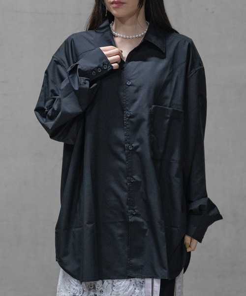 Naive magic(ナイーブマジック)の「【a】〔Naive magic〕ポリエステルブロード アシンメトリーシャツ(シャツ/ブラウス・メンズ・ブラック系その他/ブルー系その他/ブラック/ホワイト・LARGE/MEDIUM)」の17枚目の写真