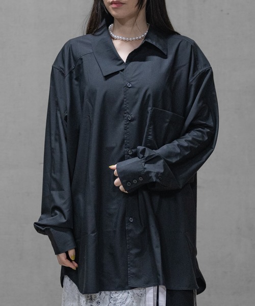 Naive magic(ナイーブマジック)の「【a】〔Naive magic〕ポリエステルブロード アシンメトリーシャツ(シャツ/ブラウス・メンズ・ブラック系その他/ブルー系その他/ブラック/ホワイト・LARGE/MEDIUM)」の18枚目の写真