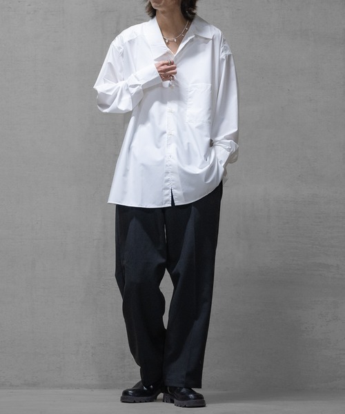 Naive magic(ナイーブマジック)の「【a】〔Naive magic〕ポリエステルブロード アシンメトリーシャツ(シャツ/ブラウス・メンズ・ブラック系その他/ブルー系その他/ブラック/ホワイト・LARGE/MEDIUM)」の13枚目の写真