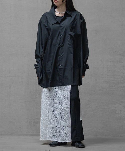 Naive magic(ナイーブマジック)の「【a】〔Naive magic〕ポリエステルブロード アシンメトリーシャツ(シャツ/ブラウス・メンズ・ブラック系その他/ブルー系その他/ブラック/ホワイト・LARGE/MEDIUM)」の22枚目の写真