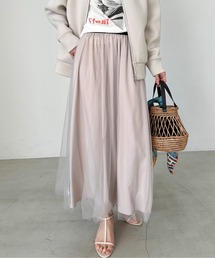 【新品】DOUX ARCHIVES ベージュ ロングスカート DOUX ARCHIVES スカート 「EC限定」 単色花デシンスカート