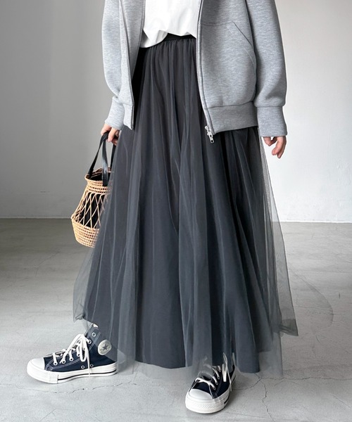 Doux archives(ドゥアルシーヴ)の「リバーシブルチュールスカート(スカート・レディース・ブルー/グレイッシュベージュ/チャコールグレー・FREE)」の14枚目の写真