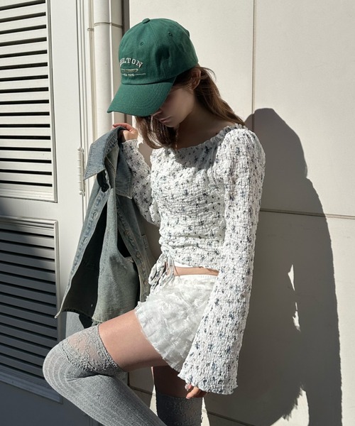 RAY CASSIN（レイカズン）の「ドロストシャーリングトップス /　ブラウス（シャツ/ブラウス・レディース・ミント/アイボリー/ホワイト系その他2・FREE）」の3枚目の写真