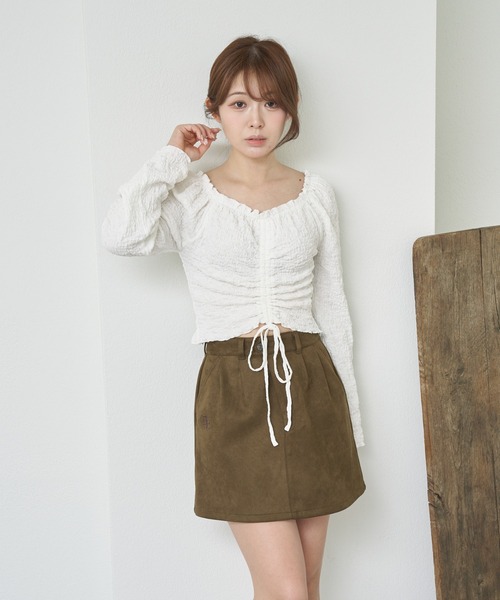 RAY CASSIN（レイカズン）の「ドロストシャーリングトップス /　ブラウス（シャツ/ブラウス・レディース・ミント/アイボリー/ホワイト系その他2・FREE）」の5枚目の写真