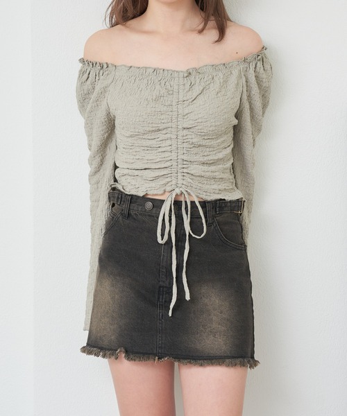 RAY CASSIN（レイカズン）の「ドロストシャーリングトップス /　ブラウス（シャツ/ブラウス・レディース・ミント/アイボリー/ホワイト系その他2・FREE）」の21枚目の写真