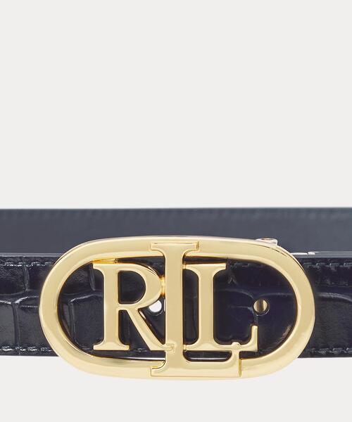 Ralph Lauren ロゴ リバーシブル エンボスド スキニー ベルト　S セール】ロゴ リバーシブル エンボスド スキニー ベルト（ベルト