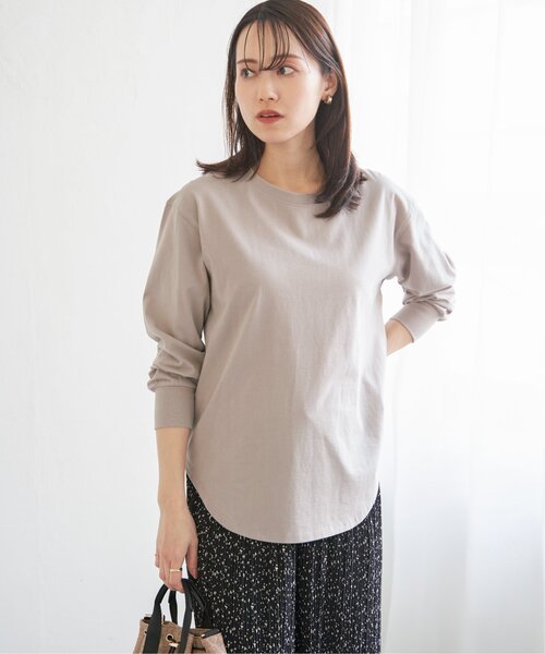 ikka（イッカ）の「コットンUSA裾ラウンドロンT（Tシャツ/カットソー・レディース・ダークベージュ/その他1/オフホワイト/チャコールグレー・S/M/L）」の7枚目の写真