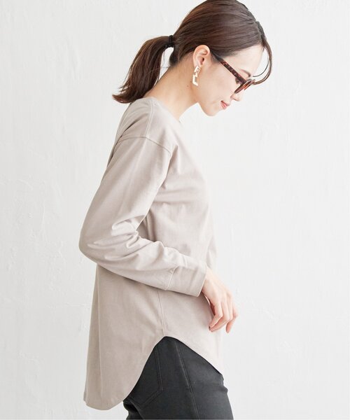 ikka（イッカ）の「コットンUSA裾ラウンドロンT（Tシャツ/カットソー・レディース・ダークベージュ/その他1/オフホワイト/チャコールグレー・S/M/L）」の11枚目の写真