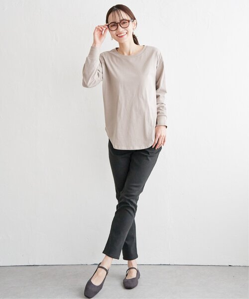 ikka（イッカ）の「コットンUSA裾ラウンドロンT（Tシャツ/カットソー・レディース・ダークベージュ/その他1/オフホワイト/チャコールグレー・S/M/L）」の12枚目の写真