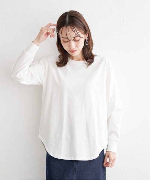 ikka（イッカ）の「コットンUSA裾ラウンドロンT（Tシャツ/カットソー・レディース・ダークベージュ/その他1/オフホワイト/チャコールグレー・S/M/L）」の22枚目の写真