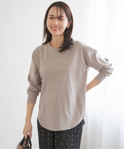 ikka（イッカ）の「コットンUSA裾ラウンドロンT（Tシャツ/カットソー・レディース・ダークベージュ/その他1/オフホワイト/チャコールグレー・S/M/L）」の6枚目の写真