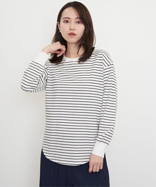 ikka（イッカ）の「コットンUSA裾ラウンドロンT（Tシャツ/カットソー・レディース・ダークベージュ/その他1/オフホワイト/チャコールグレー・S/M/L）」の13枚目の写真