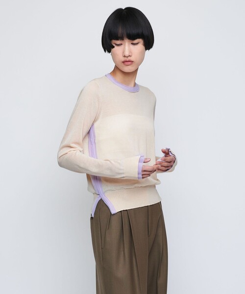 AEWEN MATOPH（イウエン マトフ）の「＜AEWEN MATOPH＞シフォンコンビ プルオーバー（ニット/セーター・レディース・ブラック/ベージュ/ピンク・FREE）」の3枚目の写真