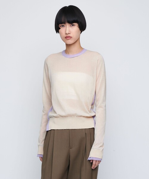 AEWEN MATOPH（イウエン マトフ）の「＜AEWEN MATOPH＞シフォンコンビ プルオーバー（ニット/セーター・レディース・ブラック/ベージュ/ピンク・FREE）」の7枚目の写真