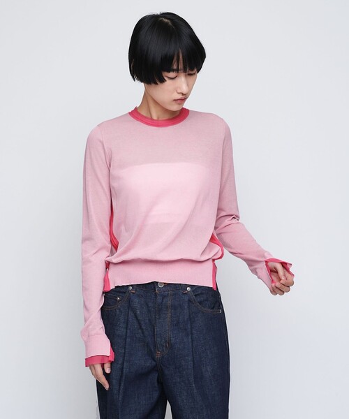 AEWEN MATOPH（イウエン マトフ）の「＜AEWEN MATOPH＞シフォンコンビ プルオーバー（ニット/セーター・レディース・ブラック/ベージュ/ピンク・FREE）」の12枚目の写真