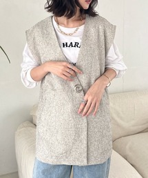 Rejoule（リジュール）の「ブローチ付き ツイード調ジレベスト（ベスト）」