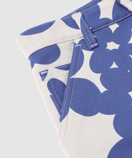 ☆MARNI☆ Dillies プリント・コットンギャバジンパンツ♪ ブラック ホワイト Dillies プリント コットン製カーゴパンツ
