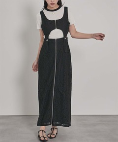 Lace Trimmed Chambray Dress（ワンピース）｜Her lip to（ハーリップ