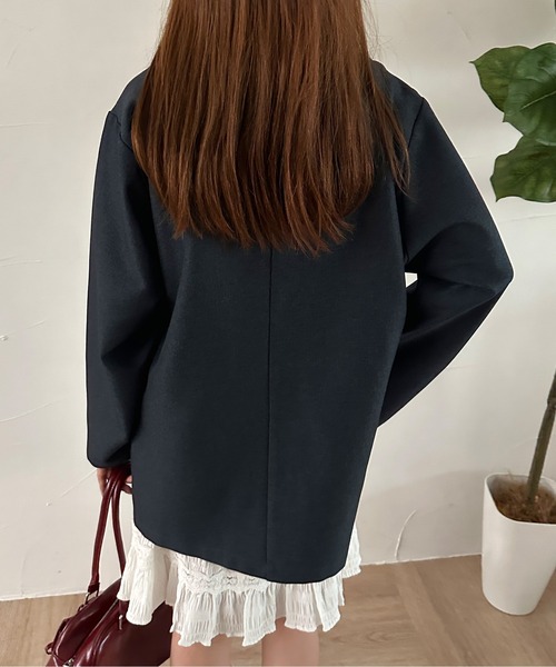 kutir(クティール)の「【セットアップ着用可能】アソートリボンレーステーラードジャケット(テーラードジャケット・レディース・ブラック/グレー/ネイビー/チャコールグレー・FREE)」の14枚目の写真