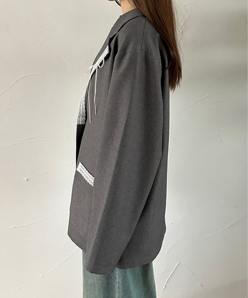 kutir(クティール)の「【セットアップ着用可能】アソートリボンレーステーラードジャケット(テーラードジャケット・レディース・ブラック/グレー/ネイビー/チャコールグレー・FREE)」の17枚目の写真