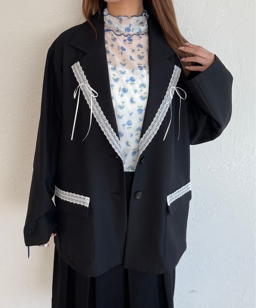 kutir(クティール)の「【セットアップ着用可能】アソートリボンレーステーラードジャケット(テーラードジャケット・レディース・ブラック/グレー/ネイビー/チャコールグレー・FREE)」の21枚目の写真