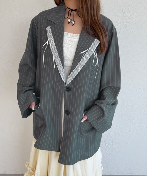 セール】【セットアップ着用可能】アソートリボンレーステーラード