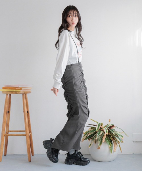 LOWRYS FARM（ローリーズファーム）の「サスツキシャーリングスカート　 290921（スカート・レディース・グレー/ブラウン/ブラック・FREE）」の5枚目の写真