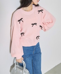 【ZOZO限定】片畦編みリボンニット