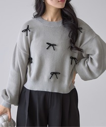 【ZOZO限定】片畦編みリボンニット