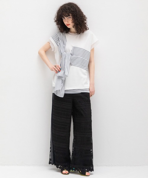 AULA AILA(アウラアイラ)の「リボンポイントTシャツ(Tシャツ/カットソー・レディース・ブラック/チャコールグレー/オフホワイト・0)」の13枚目の写真