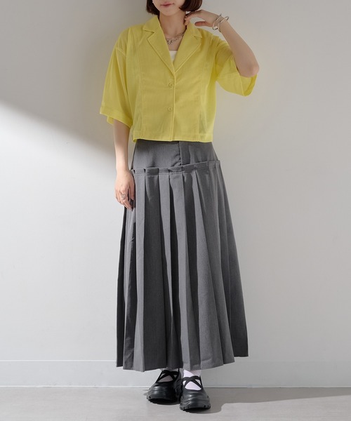 MAISON BREEZE reveur（メゾンブリーズレヴール）の「【MAISON BREEZE reveur】TRツイル ティアードプリーツスカート DTK（スカート・レディース・ベージュ/ライトグレー/ブラック/チャコールグレー・FREE）」の18枚目の写真