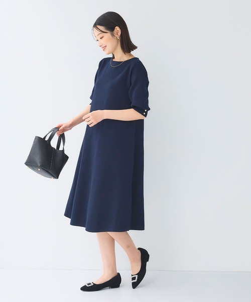 CROSS FUNCTION(クロスファンクション)の「《洗える》サマ美え Aラインニットワンピース【CF/クロスファンクション】(ワンピース・レディース・チャコールグレー/ネイビー・L/M/LL)」の6枚目の写真