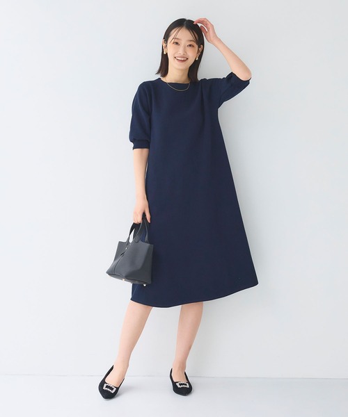 CROSS FUNCTION(クロスファンクション)の「《洗える》サマ美え Aラインニットワンピース【CF/クロスファンクション】(ワンピース・レディース・チャコールグレー/ネイビー・L/M/LL)」の3枚目の写真