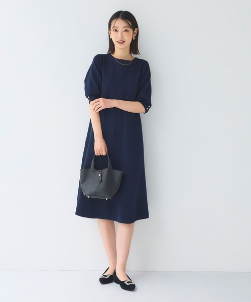 CROSS FUNCTION(クロスファンクション)の「《洗える》サマ美え Aラインニットワンピース【CF/クロスファンクション】(ワンピース・レディース・チャコールグレー/ネイビー・L/M/LL)」の5枚目の写真