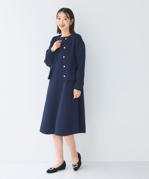 CROSS FUNCTION(クロスファンクション)の「《洗える》サマ美え Aラインニットワンピース【CF/クロスファンクション】(ワンピース・レディース・チャコールグレー/ネイビー・L/M/LL)」の9枚目の写真