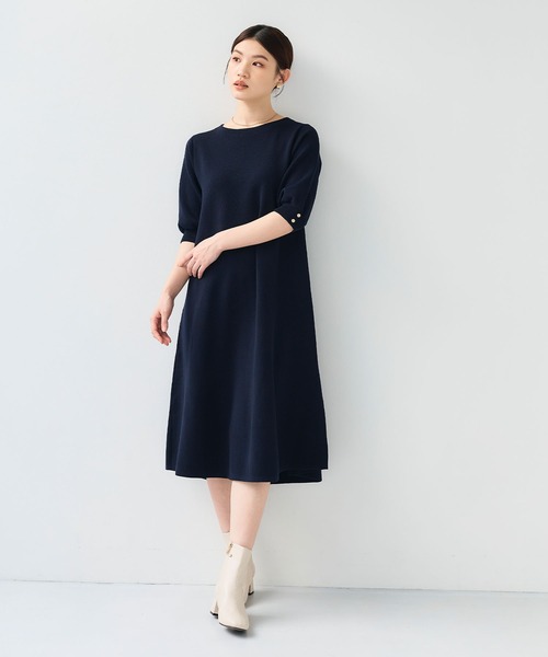 CROSS FUNCTION(クロスファンクション)の「《洗える》サマ美え Aラインニットワンピース【CF/クロスファンクション】(ワンピース・レディース・チャコールグレー/ネイビー・L/M/LL)」の12枚目の写真