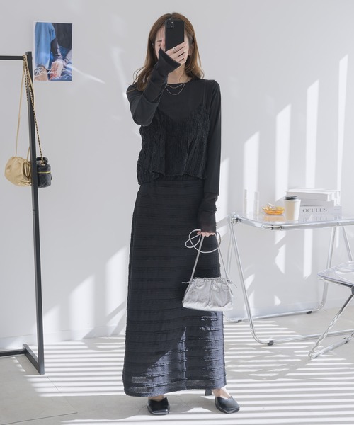 RU.TI.LE（ルチル）の「【RU.TI.LE】カットフリルナロースカート（スカート・レディース・ホワイト/ブラック/ライトグリーン・MEDIUM）」の12枚目の写真